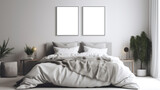 Frame Mockup, Gallery Mockup, cozy bedroom, minimalistic, Generative Ai