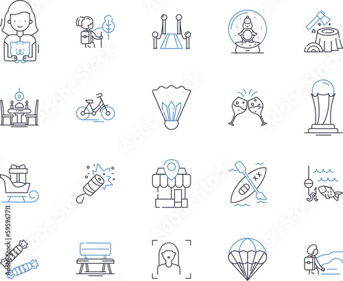 Relaxation line icons collection. Serenity, Tranquility, Calmness, Peacefulness, Restfulness, Comfort, Sleep vector and linear illustration. Meditation,Mindfulness,Rejuvenation outline signs set