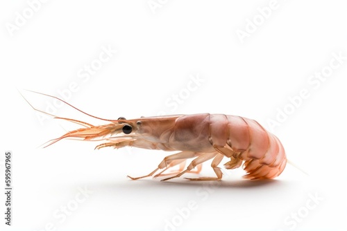 Isolated shrimp on white. Generative AI
