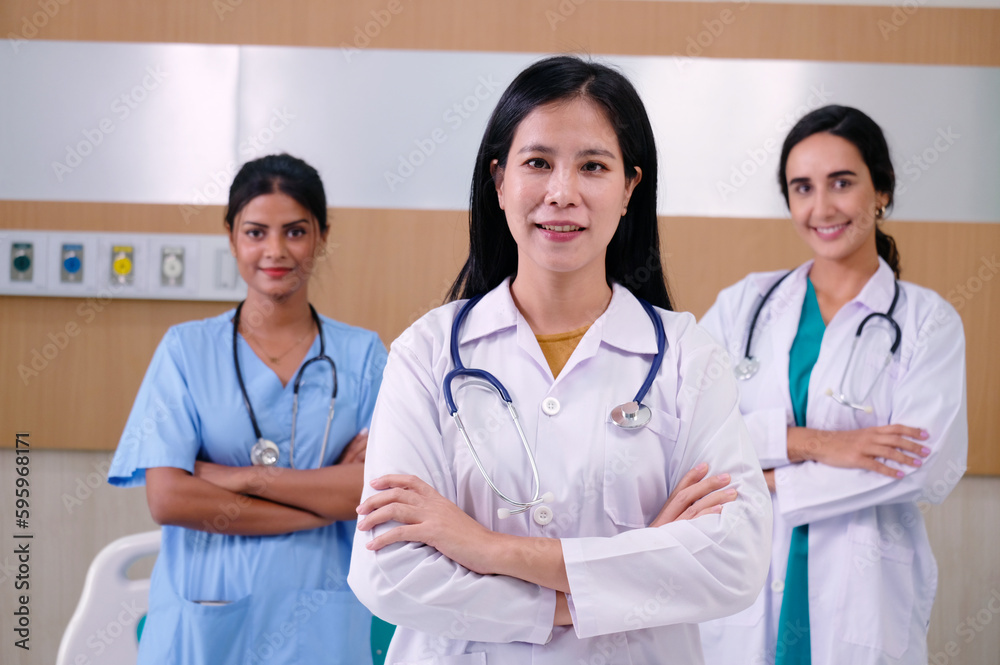 Asian female doctor standing and smiling medical concept. Asian female doctor standing and smiling medical concept.