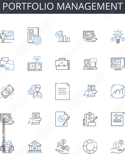 portfolio management line icons collection. Energetic, Convincing, Persuasive, Compelling, Impactful, Powerful, Dynamic vector and linear illustration. Memorable,Exciting,Inspiring outline signs set