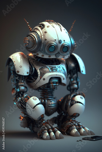 a tired sad looking scifi robot, generative ai technology © Sternfahrer