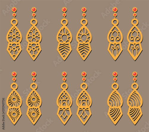 Decorative Earrings Laser Cut design, 