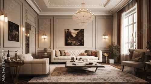 living room interior. Created with generative technology. © DigitalMuseCreations