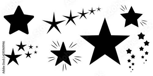 Set of black stars. Vector icons 