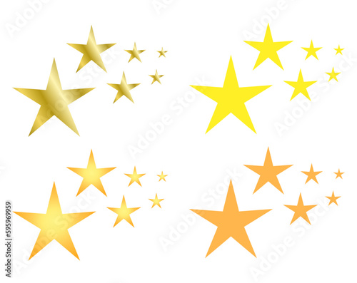 Set of stars. Golden, yellow, gradient
