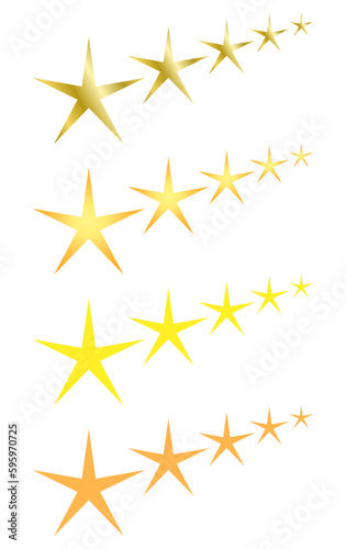 Set of stars. Golden and yellow stars