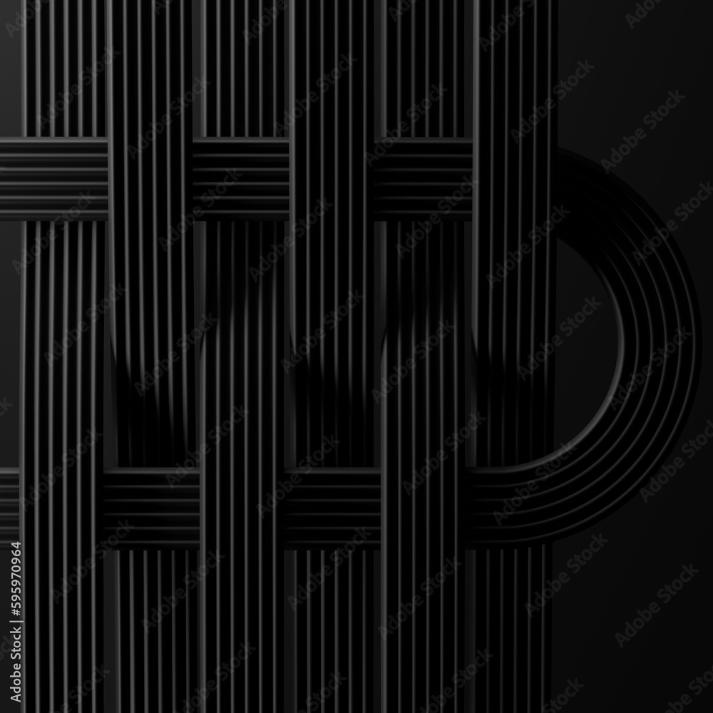 3D rendering Abstract geometry dynamic object with dark background.