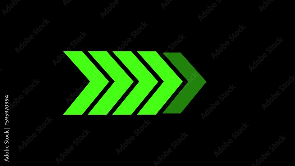 Green neon arrows on a black background.