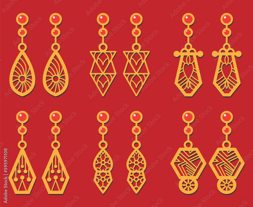 Decorative Earrings Laser Cut design, Decorative Earrings Laser Cut design,