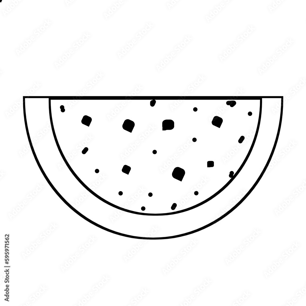 Obraz premium A slice of watermelon outline illustration