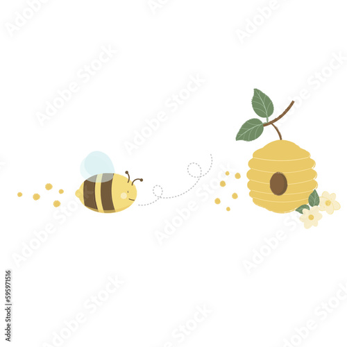 bee, honey, flowers, summer, isolated