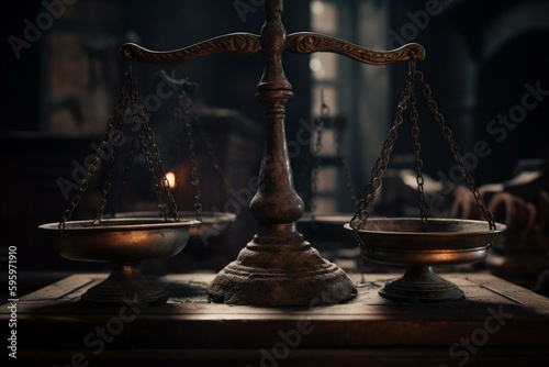 A standalone image of scales of judgement. Generative AI