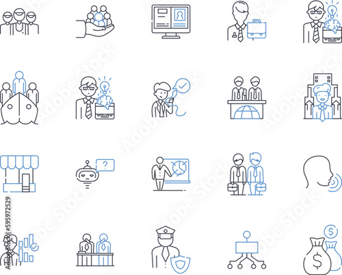 Occupation mapping line icons collection. Analysis, Job, Assessment, Mapping, Careers, Employment, Skills vector and linear illustration. Placement,Profiling,Matching outline signs set