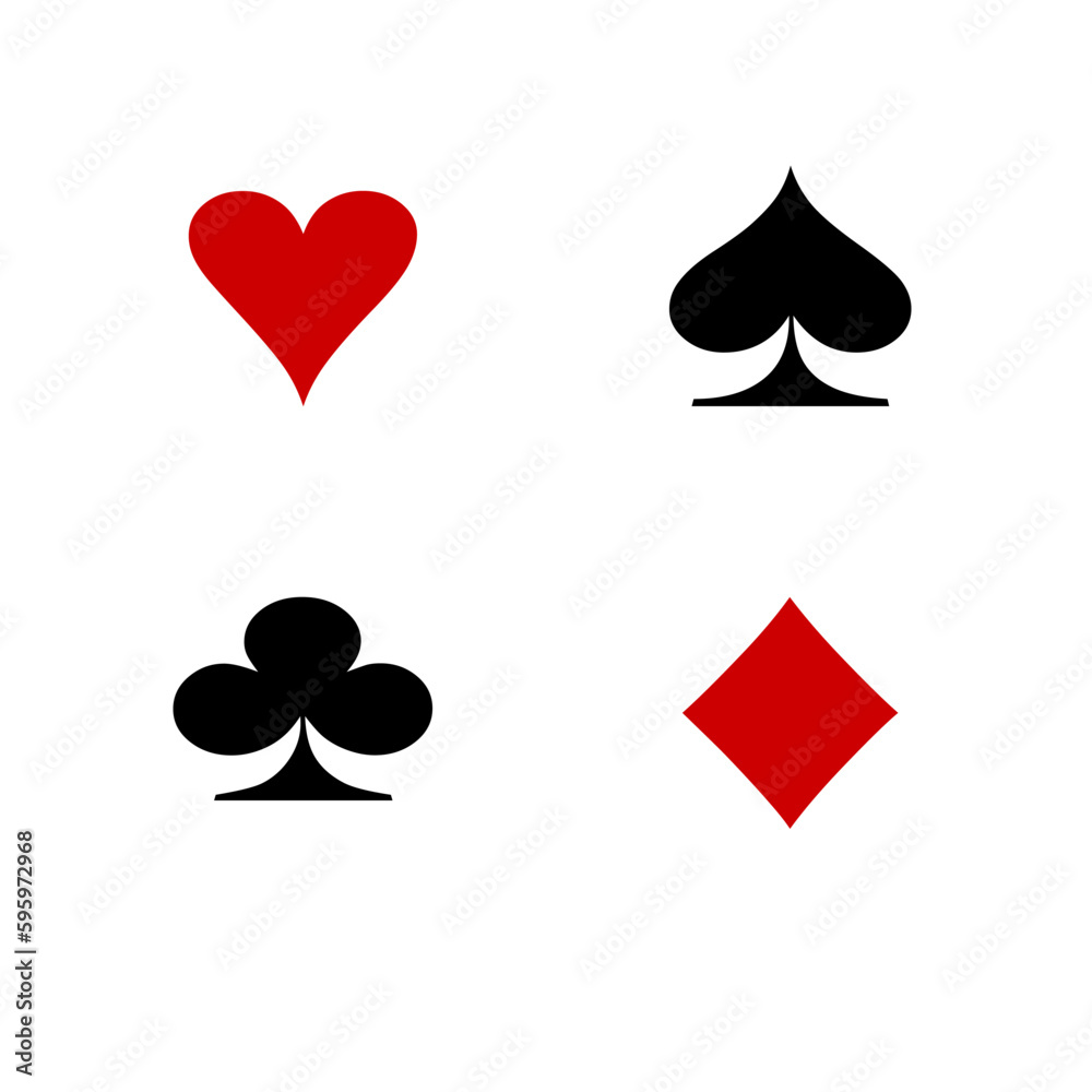 Cards suit vector icon. Playing game, hearts, spades, clubs, diamonds. Cards suit vector icon. Playing game, hearts, spades, clubs, diamonds.