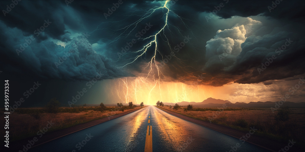starkes Gewitter mit Blitz und Donner, generative AI starkes Gewitter mit Blitz und Donner, generative AI