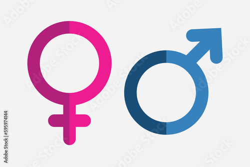  pink and blue Gender Icon. Male and female symbol. pink women and blue man symbols. infographic, paperwork, vector design