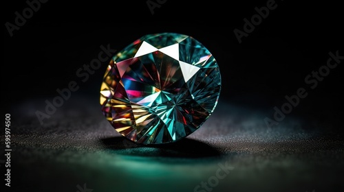 diamond on black background. Created with generative technology.
