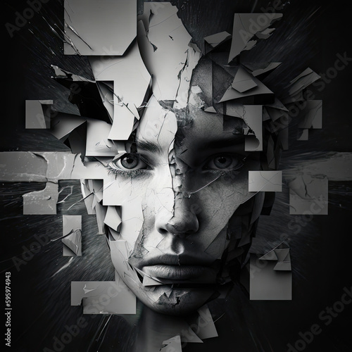 Schizophrenia psychiatric disease and mental disorder concept art, anxiety generative ai image photo