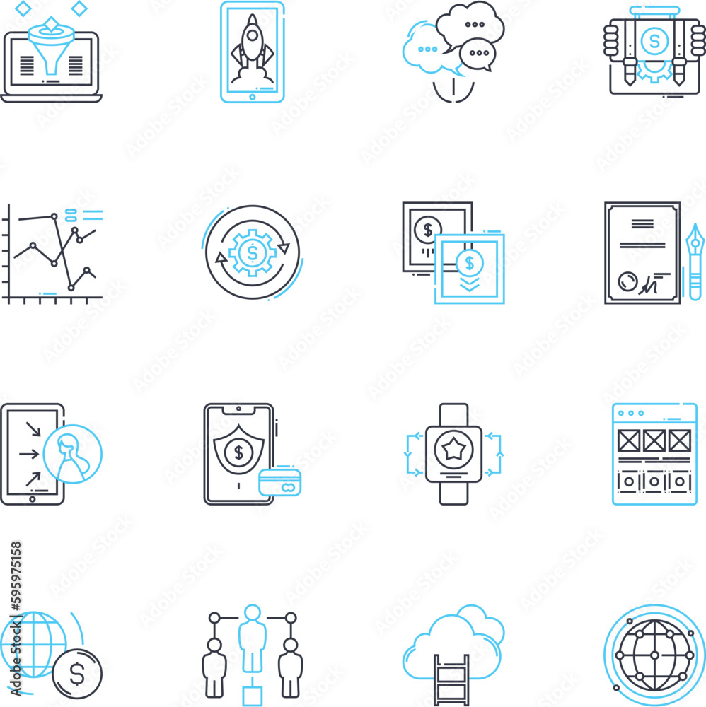 Commercial management linear icons set. Procurement, Contracting, Negotiation, Planning, Risk, Cost, Budgeting line vector and concept signs. Forecasting,Analytics,Strategy outline illustrations Commercial management linear icons set. Procurement, Contracting, Negotiation, Planning, Risk, Cost, Budgeting line vector and concept signs. Forecasting,Analytics,Strategy outline illustrations