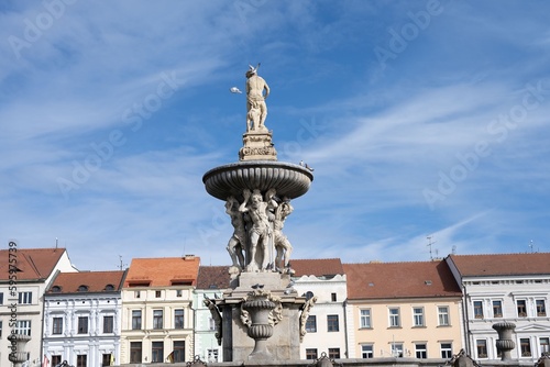 Samson fountain Přemysl Otakar II square. you will find the well-known symbol of České Budějovice - Samson's fountain. This magnificent Baroque work was built as part of the reconstruction of the city