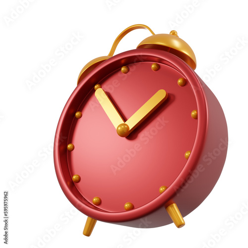 3D rendering red alarm clock