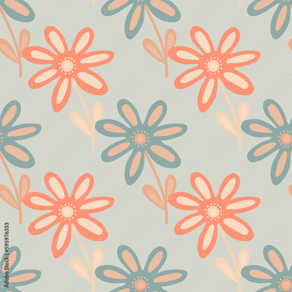 Hand drawn floral wallpaper. Cute flower seamless pattern. Naive art style. Hand drawn floral wallpaper. Cute flower seamless pattern. Naive art style.