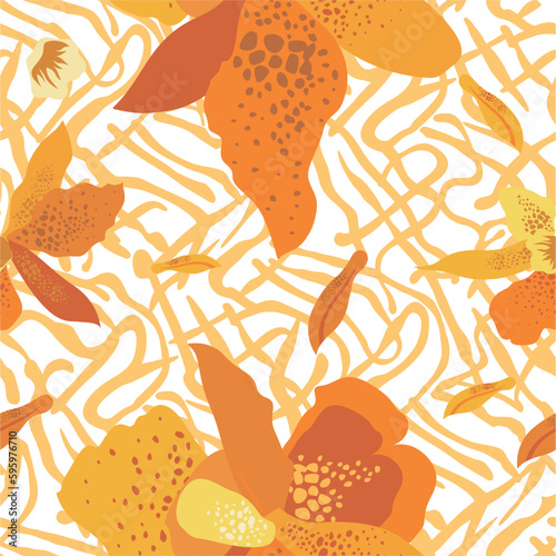 Seamless pattern with large flowers. Patterns for fabric decoration.