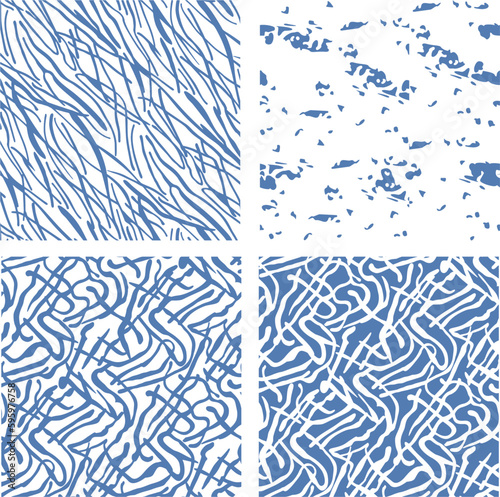 A set of seamless pattern with abstract large lines. Patterns for fabric decoration.