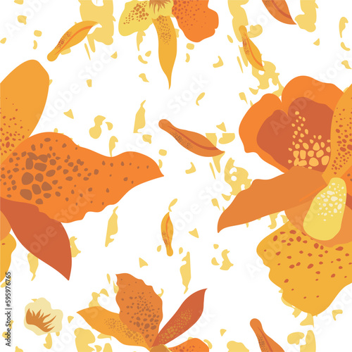 Seamless pattern with large flowers. Patterns for fabric decoration.