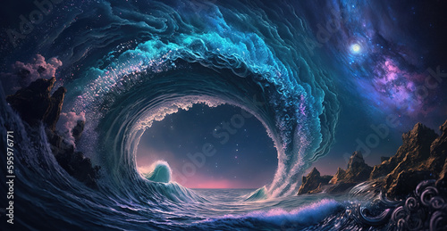 an impressive artwork of ebb and flee, scifi touch, generative ai technology