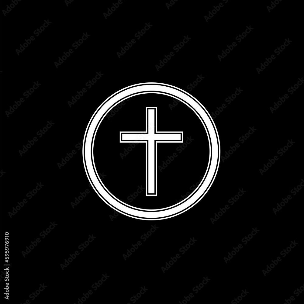 Fototapeta premium Christian cross icon isolated on black background. 