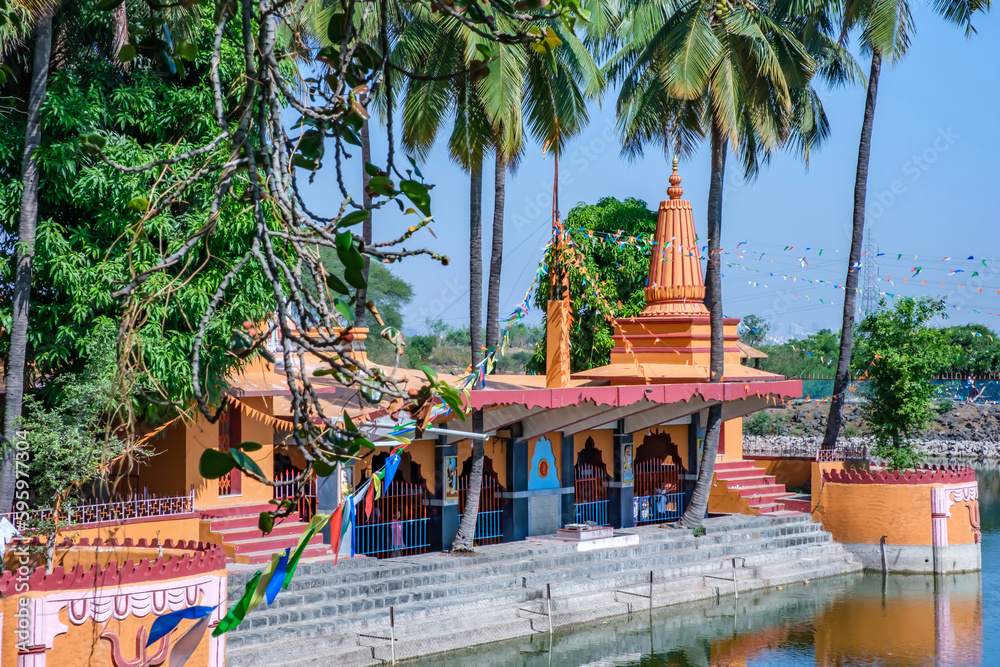 Scenic ancient Hindu Temple at Ramdara near Pune India. The Temple was ...
