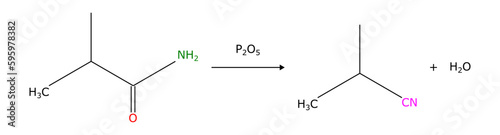 Dehydration of amides primary in the presence of phosphorus pentoxide (P2O5) or thionyl chloride (SOCl2) produces nitriles (–CN group) chemistry chemical organic reaction