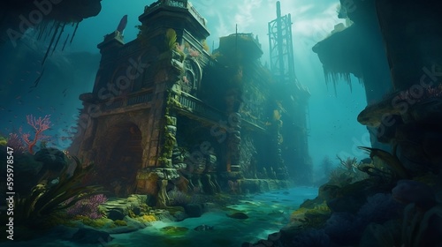 AI Generated of "The Sunken City": Imagine a world where ancient civilizations lie hidden beneath the waves.
