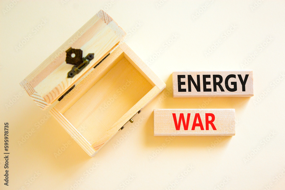 Energy war symbol. Concept words Energy war on beautiful wooden block. Beautiful white table white background. Empty wooden chest. Business and Energy war concept. Copy space. Energy war symbol. Concept words Energy war on beautiful wooden block. Beautiful white table white background. Empty wooden chest. Business and Energy war concept. Copy space.