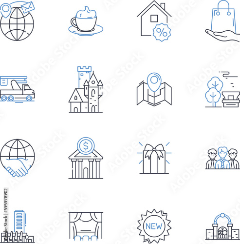 Shopping center line icons collection. Mall, Shopper, Retail, Fashion, Sales, Boutique, Department vector and linear illustration. Customer,Luxury,Bargain outline signs set