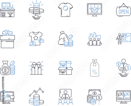 Possess and profit line icons collection. Acquire, Benefit, Capture, Command, Control, Earn, Gain vector and linear illustration. Hoard,Own,Prevail outline signs set