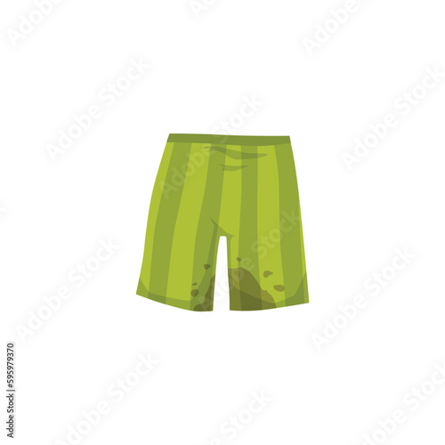 Dirty unwashed pants with stains flat cartoon vector illustration isolated.