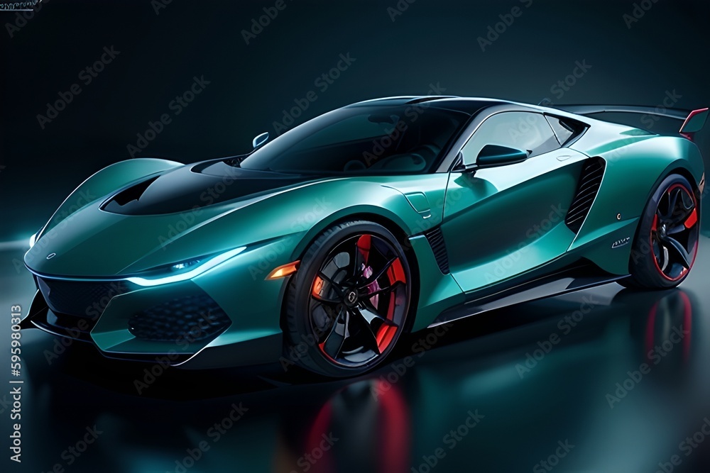 Modern sports car at city, generative ai Modern sports car at city, generative ai