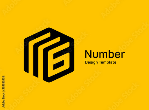 Number 6 logo icon design template elements