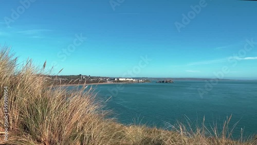 View from Giltar Point back towards Tenby South Beach and Tenby photo