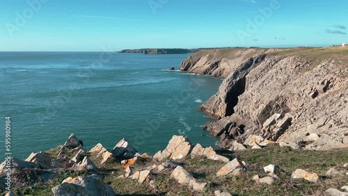 Looking out from Giltar Point towards Lydestep Headland South Pembrokeshire photo