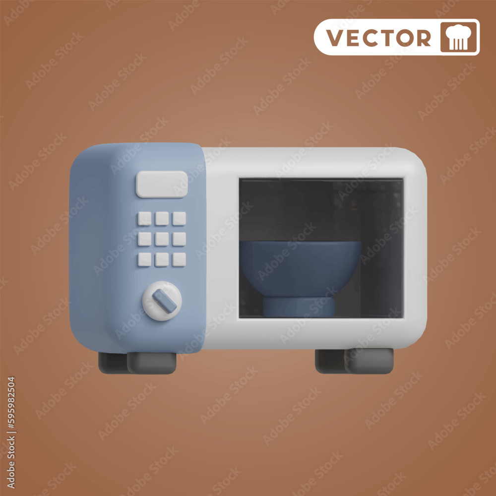 Fototapeta premium microwave 3D vector icon set, on a brown background