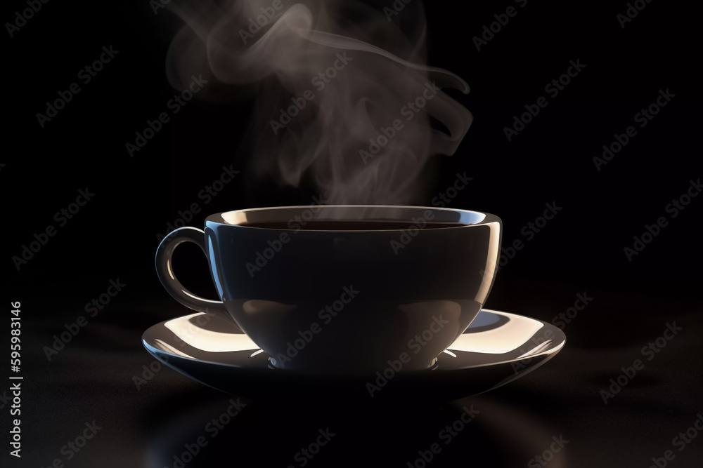 cup of coffee on black background.create with generative ai technology cup of coffee on black background.create with generative ai technology
