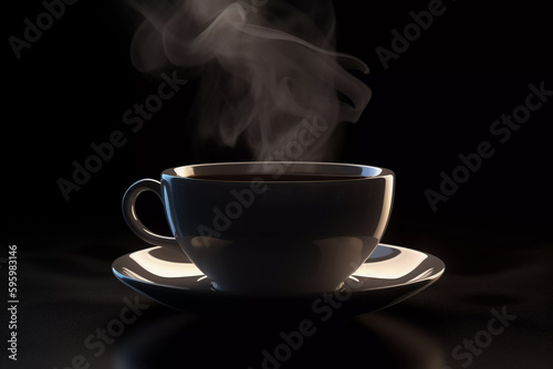 cup of coffee on black background.create with generative ai technology