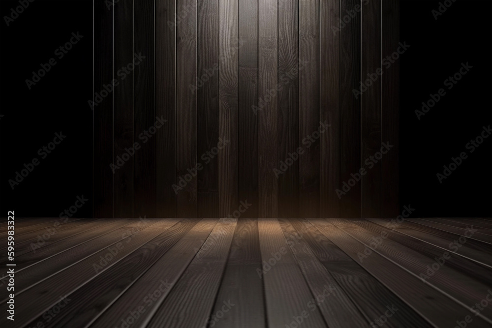 room with wooden floor and wall. studio background create with generative ai technology room with wooden floor and wall. studio background create with generative ai technology
