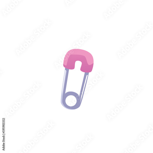 Pink cloth pin icon flat vector illustration isolated on white background.