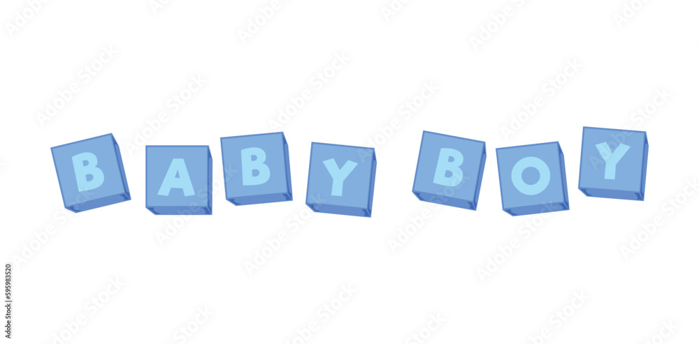 Blue kids cubes with letters flat style, vector illustration Blue kids cubes with letters flat style, vector illustration
