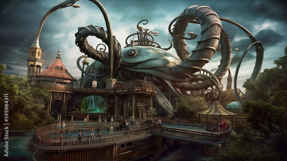 AI Generated of aliens amusement parks with rides Stock-Illustration ...